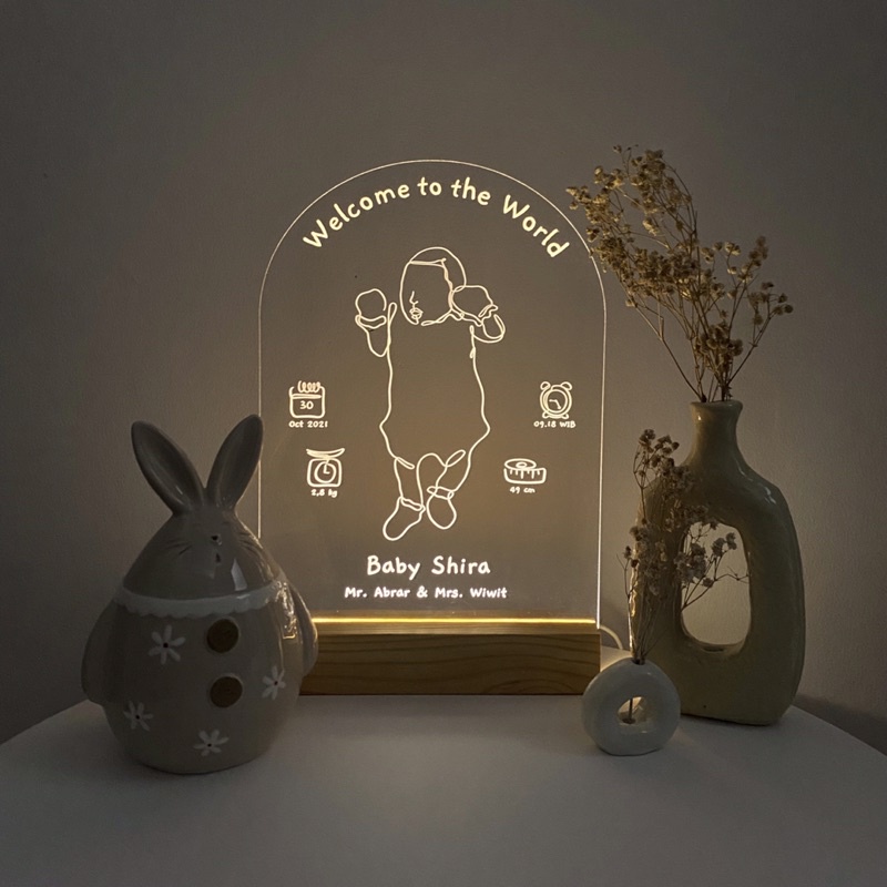 Newborn Acrylic Lamp | Papan kelahiran bayi