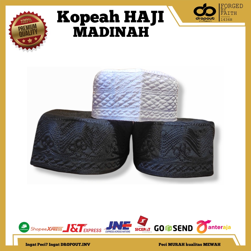 Jual Peci Haji MADINAH Kopeah Madina Polos Hitam Putih Lokal Kopiyah ...