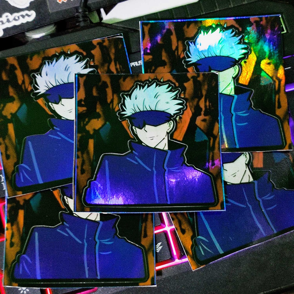 STICKER STIKER HOLOGRAM ANIME -JUJUTSU KAISEN GOJOU SATORU - STIKER LAPTOP