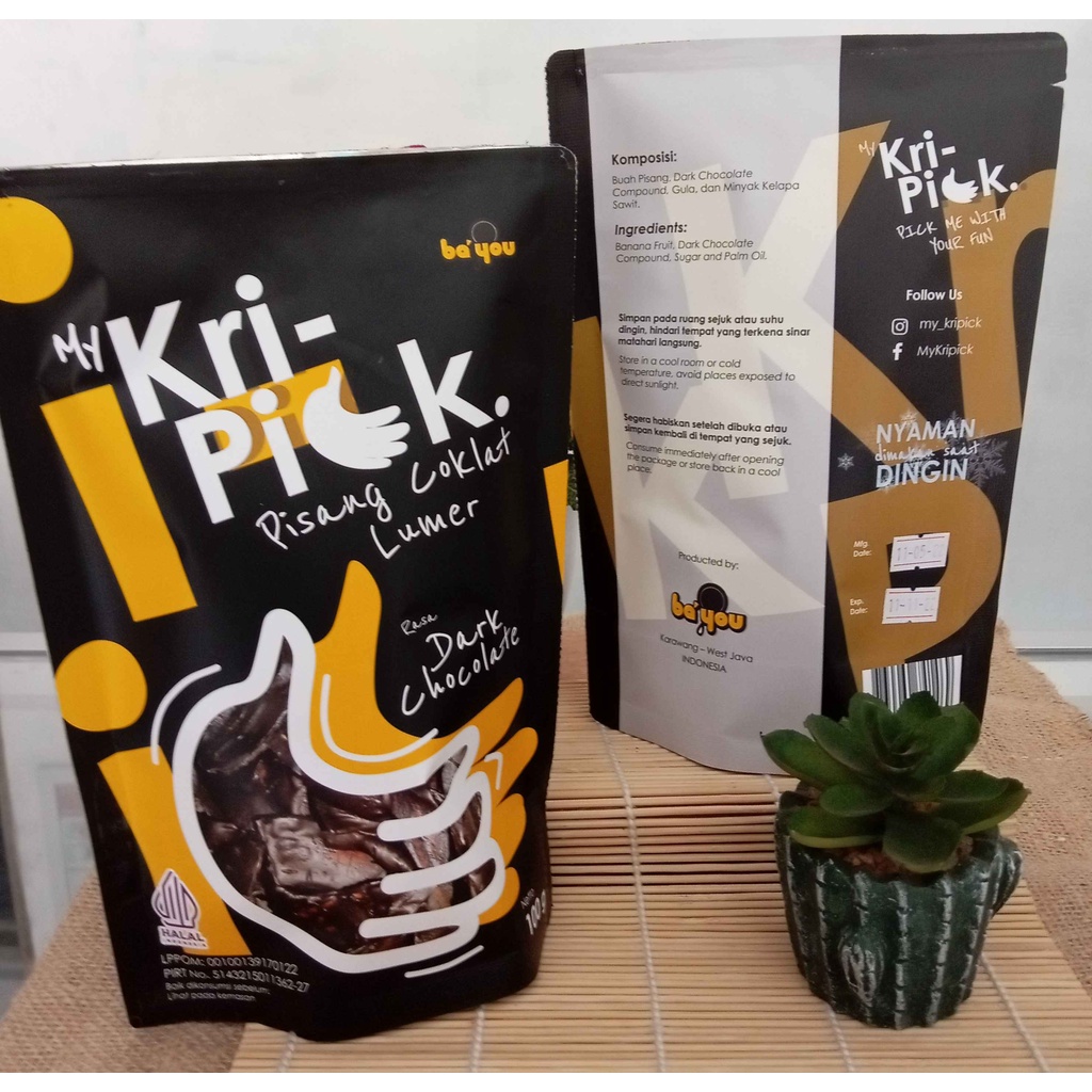 

My Kri Pick Keripik Pisang Coklat Lumer rasa Dark Chocolate Pouch 100 gr
