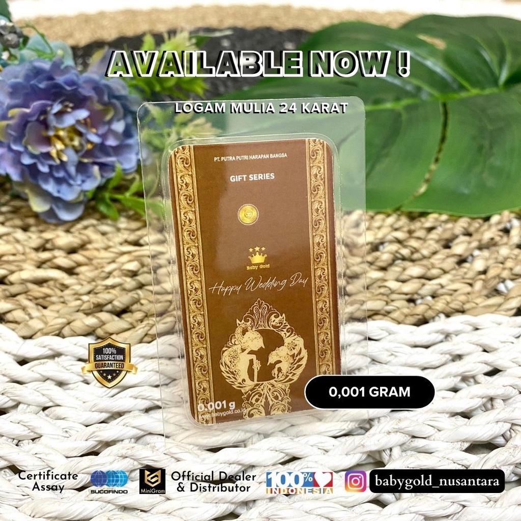 Emas Logam mulia 24 Karat Gift Series Babygold 0.001 0.002 0.005 gram Souvenir Hadiah Wedding Pernikahan Bandung Dealer Emas Mini-BG Wedding Coklat