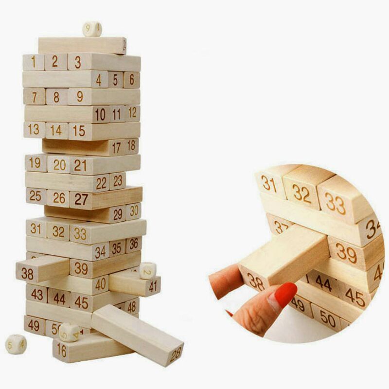 Permainan Jenga Stako Kayu 51 Balok - A138 - Brown