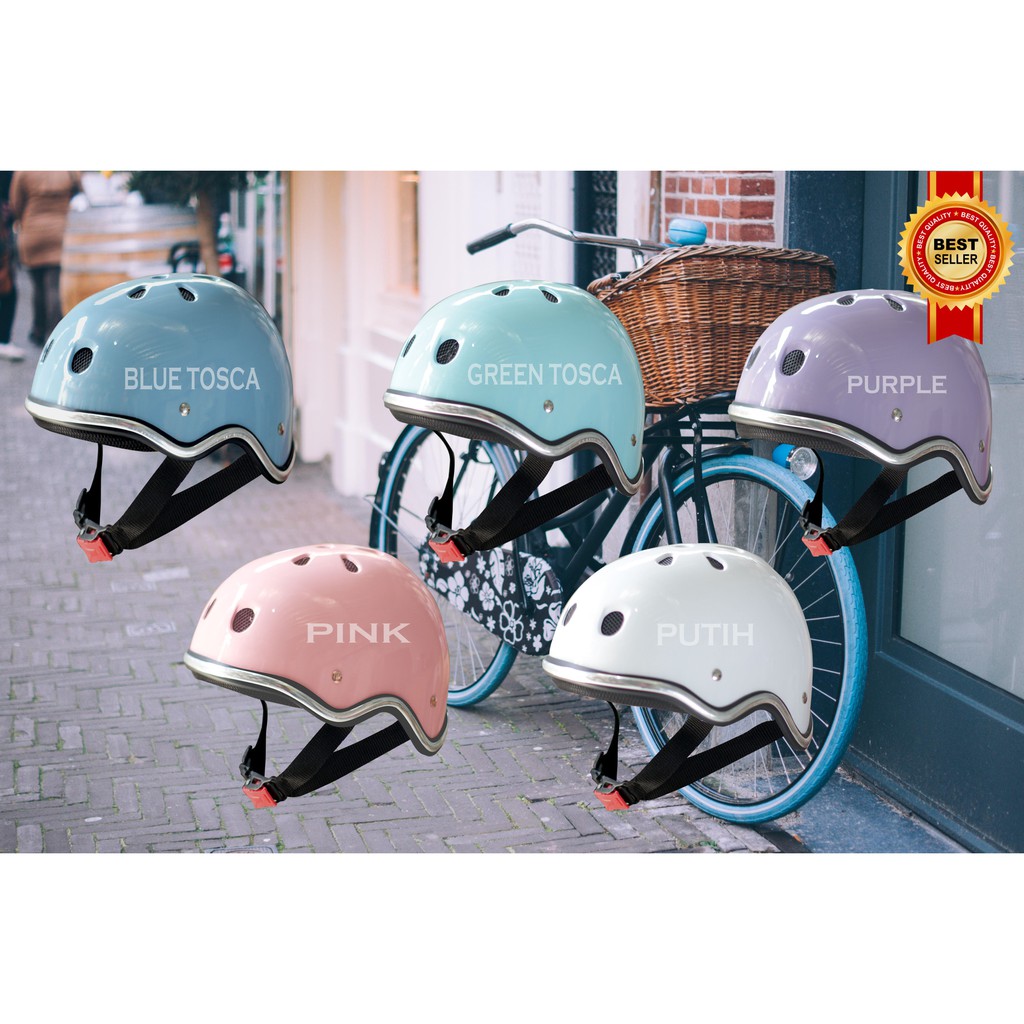  HELM  SEPEDA DEWASA WARNA  PASTEL LIST CHROME BERSEPEDA 