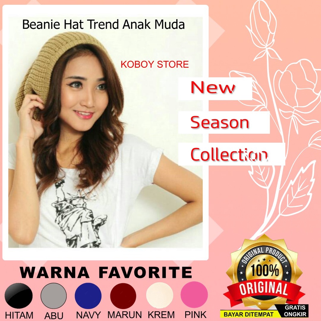 kupluk rajut besar beanie hat gunung musim dingin  pria wanita cewek cewe cowo cowok rajut halus ane