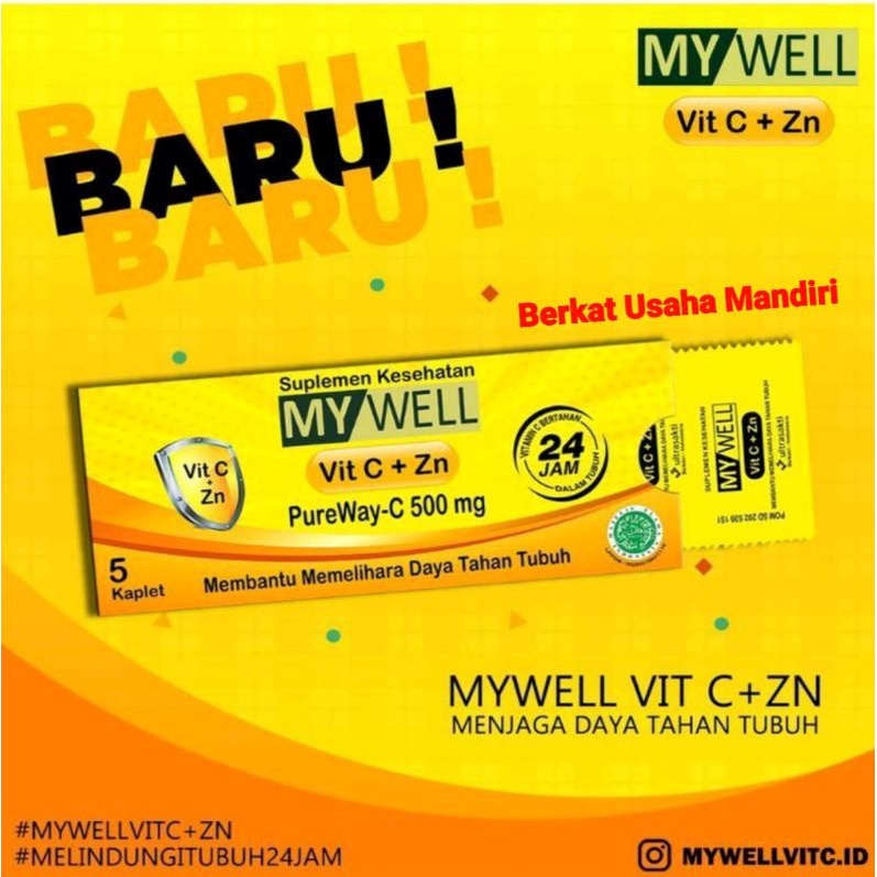 My Well Vitamin C 500g + Zn (Aman dilambung &amp; melindungi tubuh 24jam)