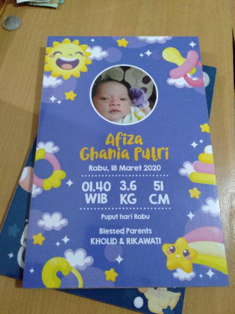 Biodata bayi MDF 20x30 cm