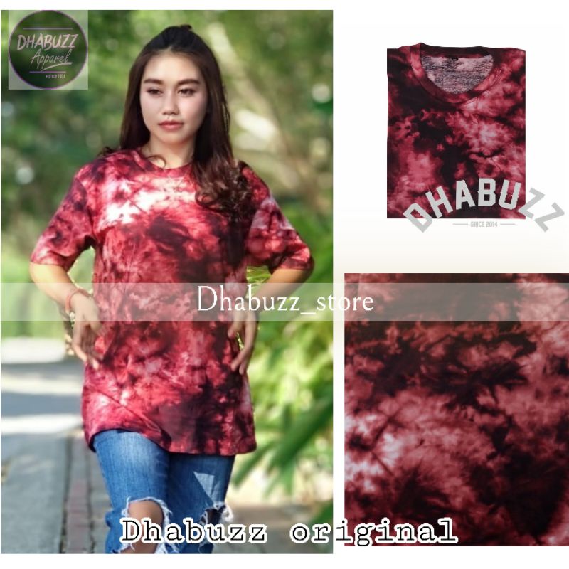 Dhabuzz kaos motif t-shirt tie dye red blood cotton combad