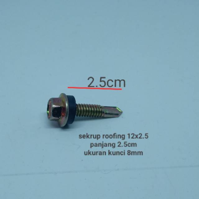 BAUT SEKRUP ROOFING 12X25 2.5CM SKRUF SKRUP RUPING KUNING KARET