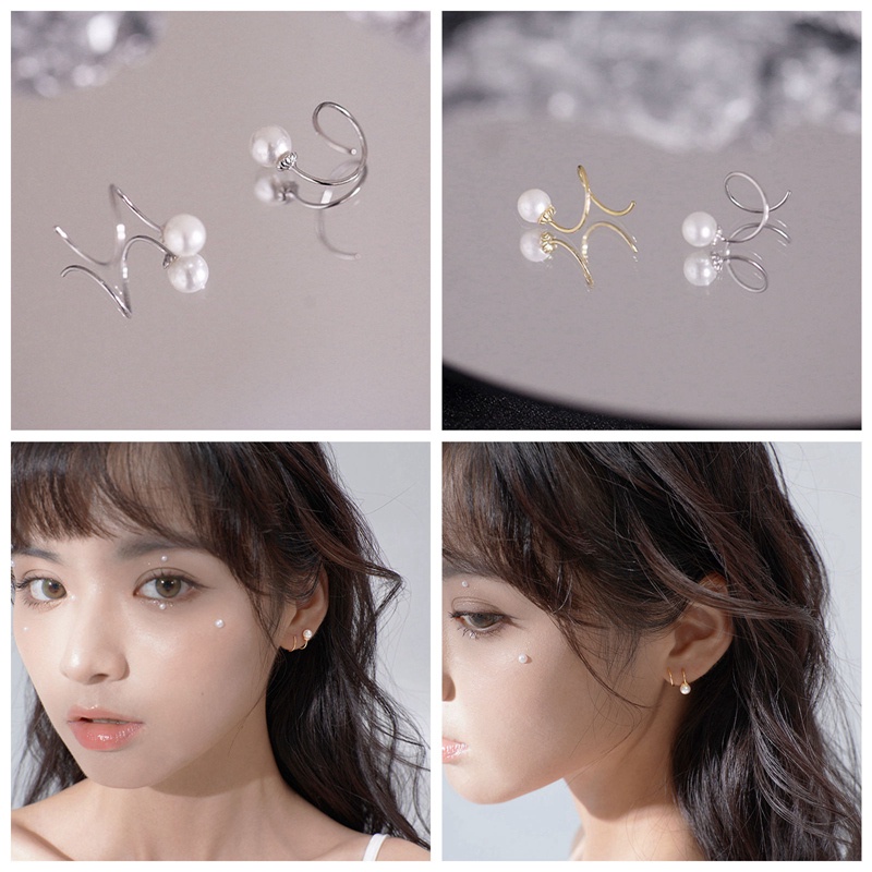 Anting Stud Liontin Mutiara Putih Bahan Sterling Silver