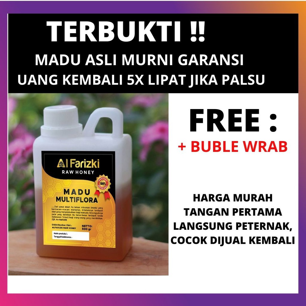 

Madu Asli Multiflora 500gr Murni Raw Honey