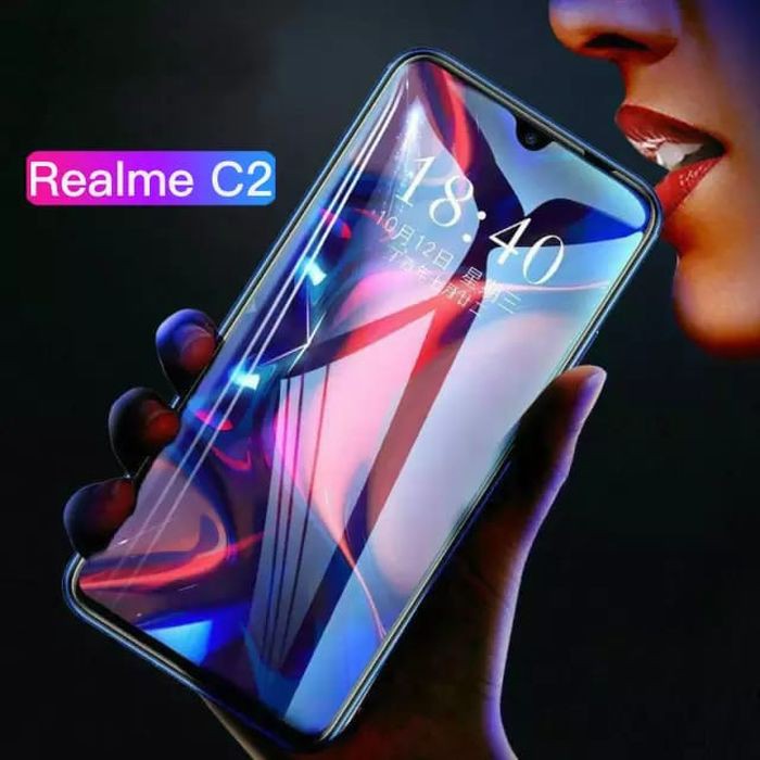 Oppo Realme C2 Tempered Glass 5D Full Cover Full Lem