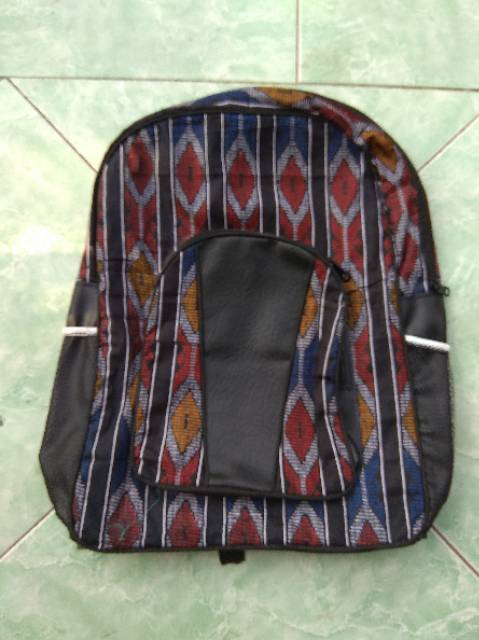 TAS RANSEL BATIK KOMBINASI KULIT SINTETIS 46x30x10 cm - TAS GENDONG ANAK PRIA WANITA COUPLE - MURAH