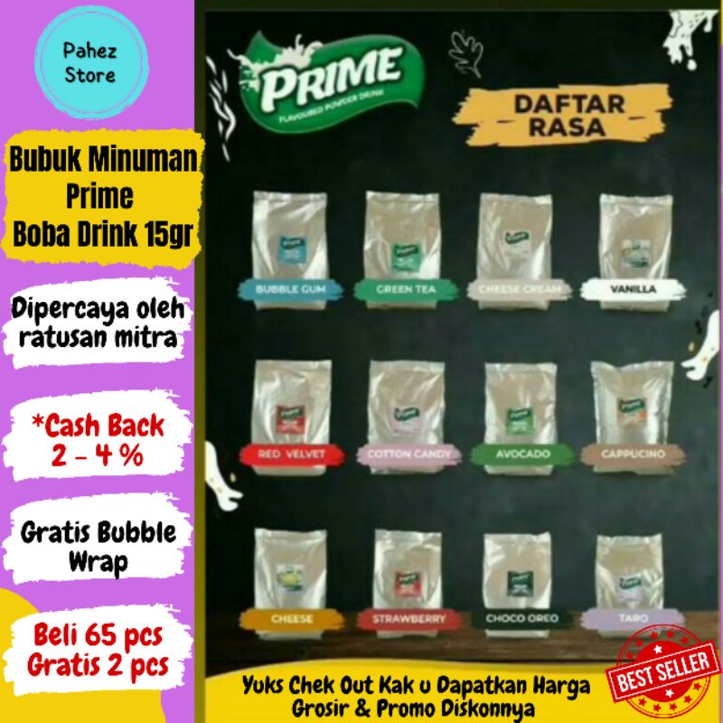 

Bubuk Minuman Rasa Es Boba Drink Premium Kekinian Prime 15gr