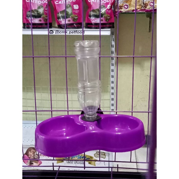 tempat makan kucing double gantung bulat untuk kucing