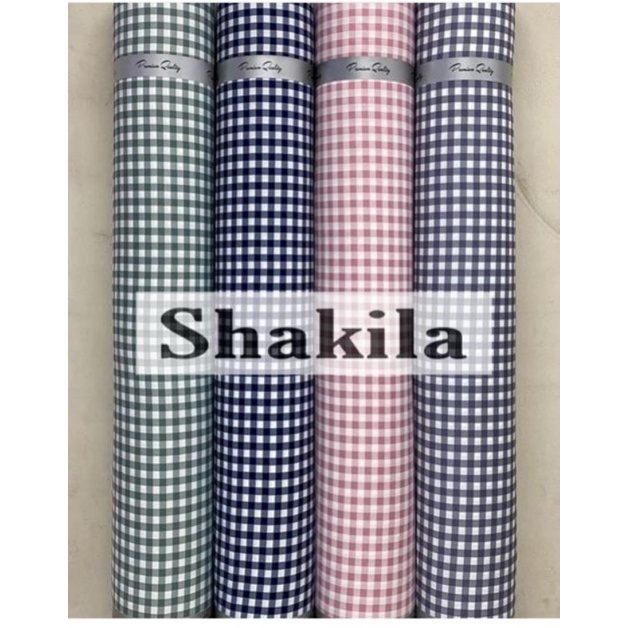 Kain Shakila Premium Motif Kotak kecil harga setengah meter