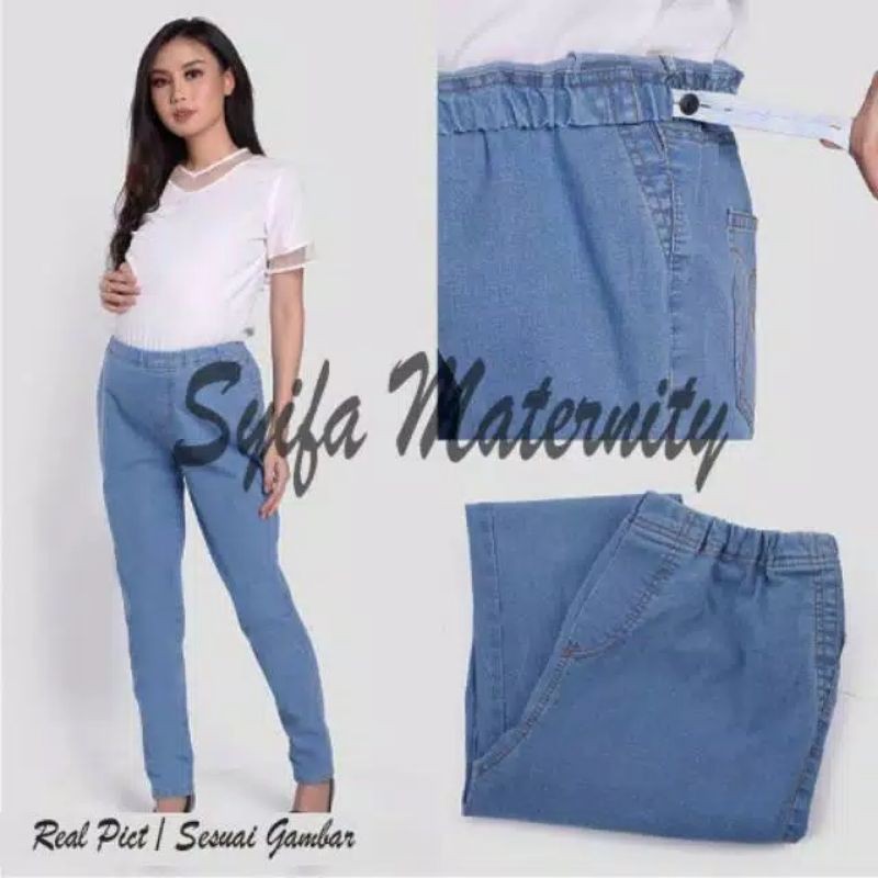 BA22 Celana hamil jeans L XL JUMBO