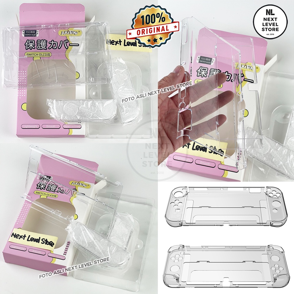 Full Hard Crystal Case Nintendo Switch OLED Clear Original - Akitomo - 4 Pilihan Warna - Pilih di VARIASI