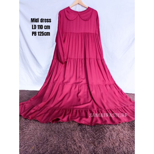 [PROMO]Midi Dress Katun Rayon Premium | Dress muslim kekinian