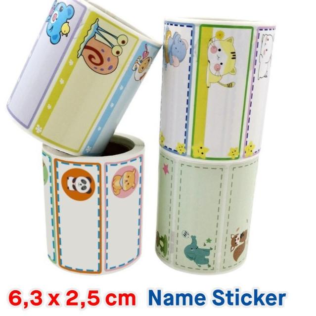 

Hadir Hebat Sticker Label Kartun Nama Anak Label Buku Notes Tag 6,3 x 2,5 cm (280 pcs/ Roll)