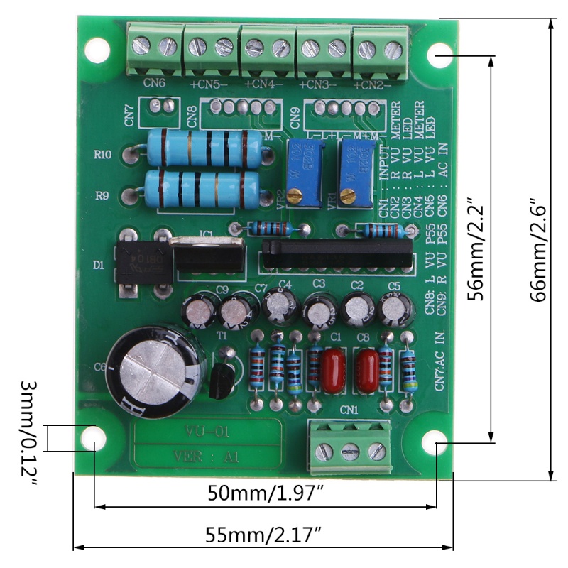 Btsg AC 12V Power Amplifier VU Meter Papan Driver DB Level Meter VU Header Driver Board Speaker AC12V