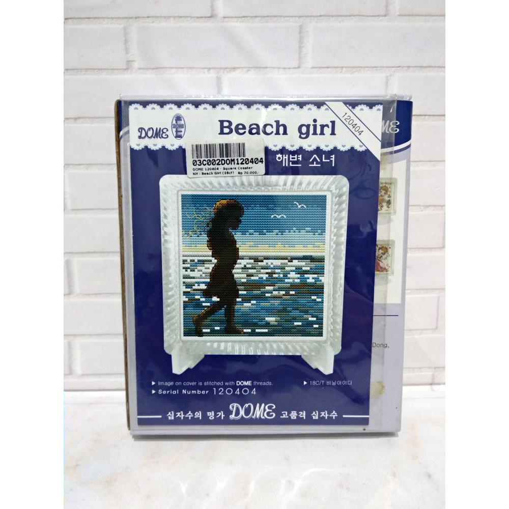 Paket Sulam Kristik Strimin Frame Acrylic DOME 120404 Beach Girl Pantai Laut