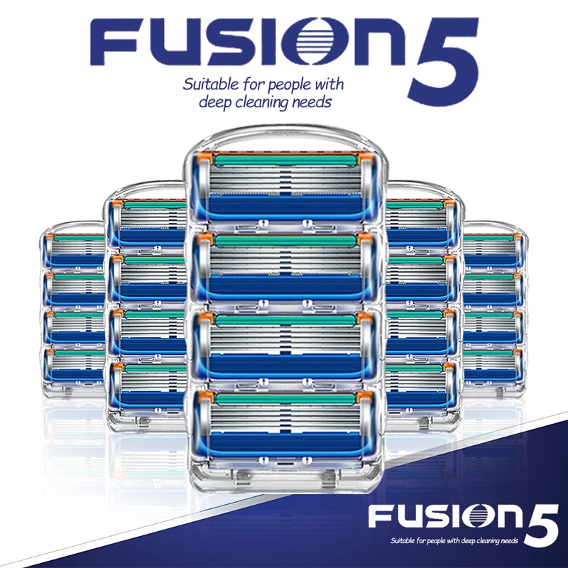 Pisau Cukur 5 Lapis Kepala Pengganti Bahan Stainless Steel Untuk Gillette Fusion 5 Gagang