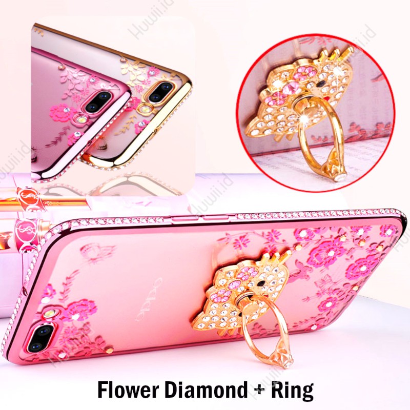 Flower Diamond Ring Soft Case SAMSUNG J1 J2 J3 J4 J5 J6 J7 J8 Mini Grand Prime Pro Plus Core Ace Duo