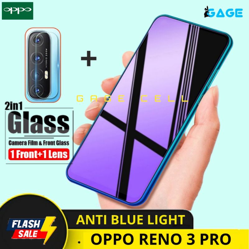 2in1 TEMPERED GLASS ANTI BLUE LIGHT OPPO RENO3 PRO - TG ANTI GORES RENO 3 PRO SCREEN PROTECTOR