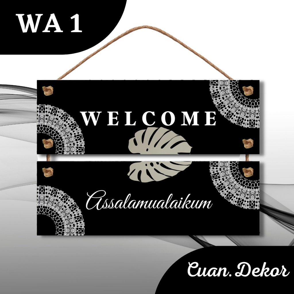 Hiasan Pajangan Dinding Rumah Welcome Assalamualaikum Shabby Nomor Rumah gantungan