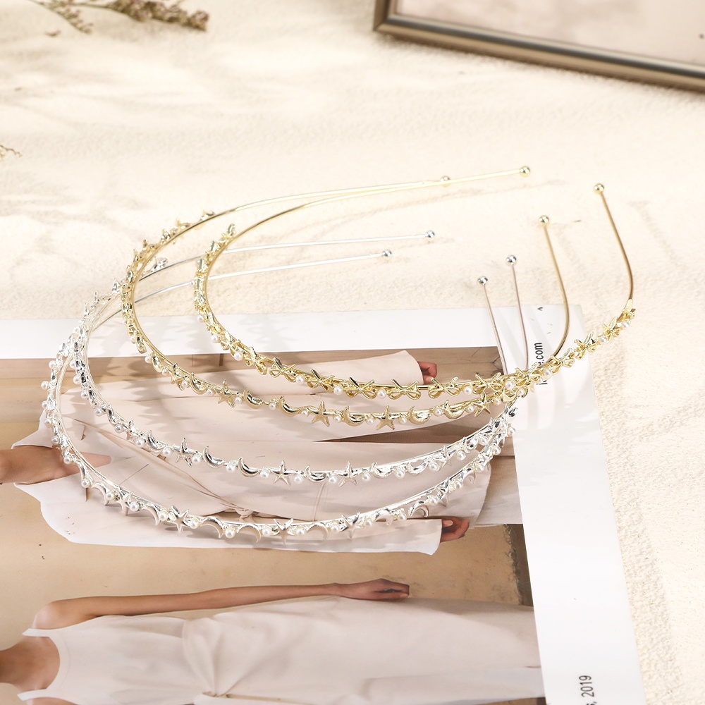 Bando Bahan Alloy Aksen Mutiara Untuk Aksesoris Rambut Wanita