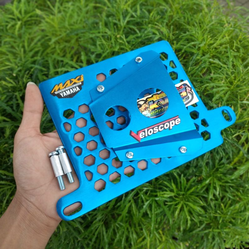 Tutup cover radiator maxi airscope nmax aerox lexi almunium cnc motif hexa hexagonal segi 6 airscope veloscope bonus baut boshing