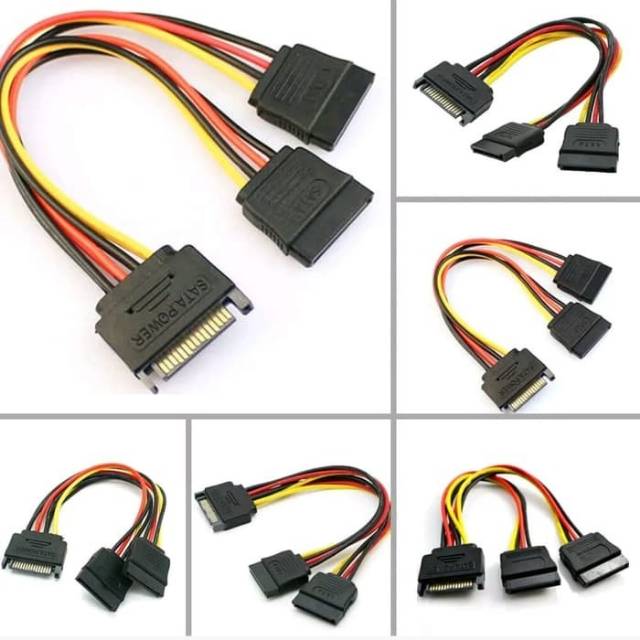 Kabel SATA Splitter Power 1 to 2 Cable 15 Pin Cabang SSD HDD