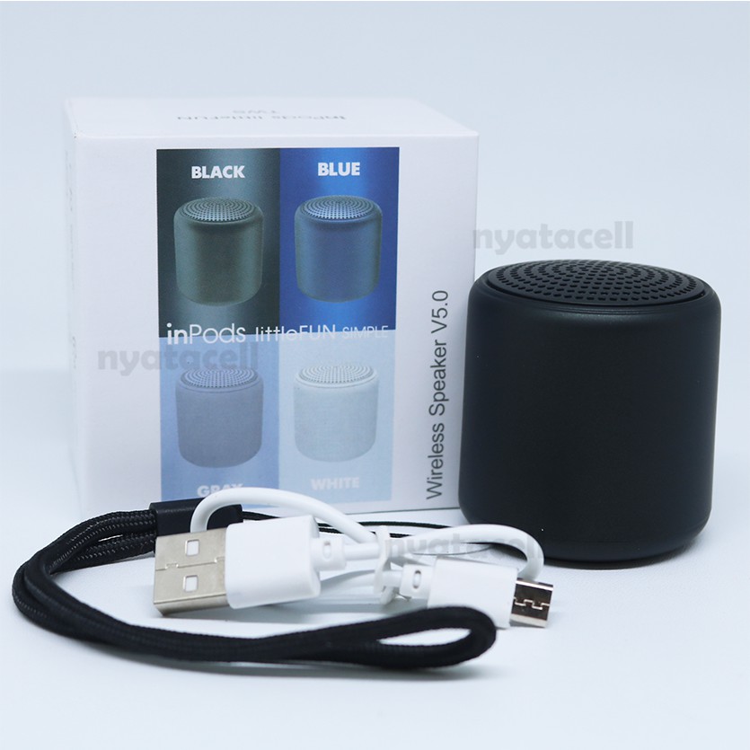 Speaker Bluetooth Macaron InPods Little Fun Wireless Mini Portable Stereo Bass TWS-HITAM