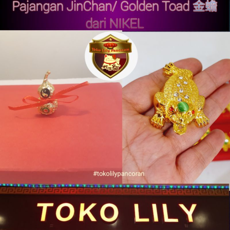 Pajangan Golden Toad Money Frog Kodok Kaki tiga Wu Lou Holo Hu lu Mini