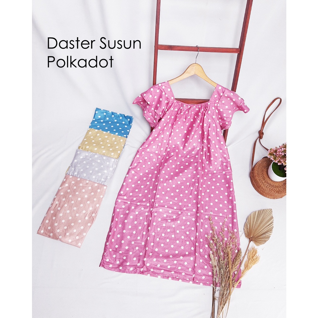 TERBARU, TERUPDATE, TERMURAH!!! Best Seller Homedress - Daster Susun Polkadot - Bahan Rayon Super Grade A - Daster Viral Serut - Daster Susun Rempel Premium - Homewear Terlegkap - Miso Homewear Original - Pakaian Santai Wanita