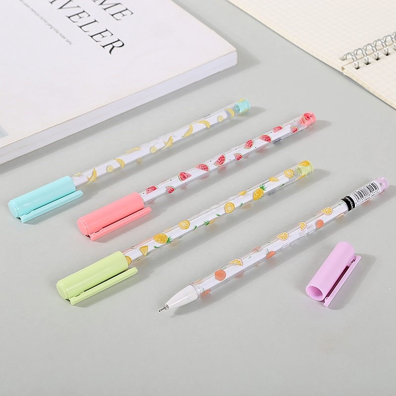 

Fruit Carnival Gel Ink Pen Pulpen Pena Tinta Warna Hitam Motif Buah Bahan Plastik Pointed Tip 0.5 mm