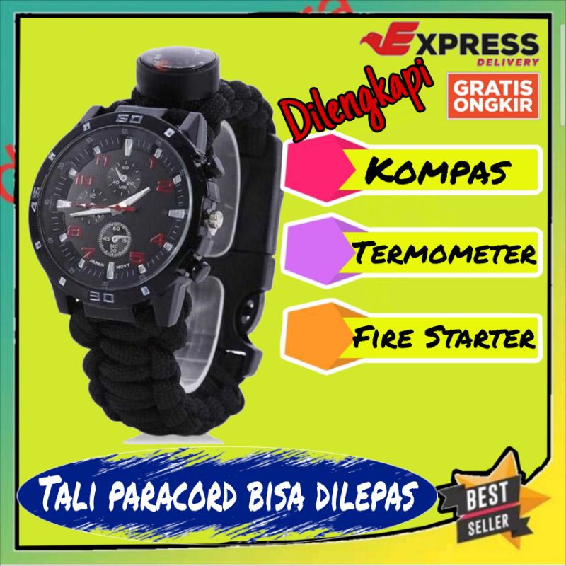 Jam Tangan Pria Tali Paracord Survival Watch Jam tangan Camping