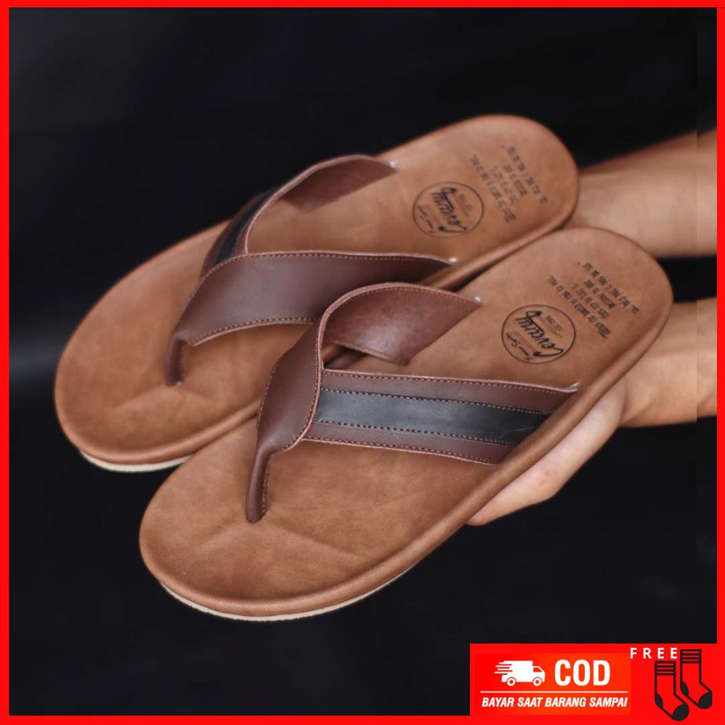 MOLK|Sandal Casual Kulit Asli Jepit Pria Terbaru Hangout Ngemall Anti Slip Original Brand Distro Mur