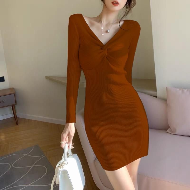 MDLV ~ Dress Recia Rajut Dress Bodycon Rajut Dress Mini Fashion Wanita