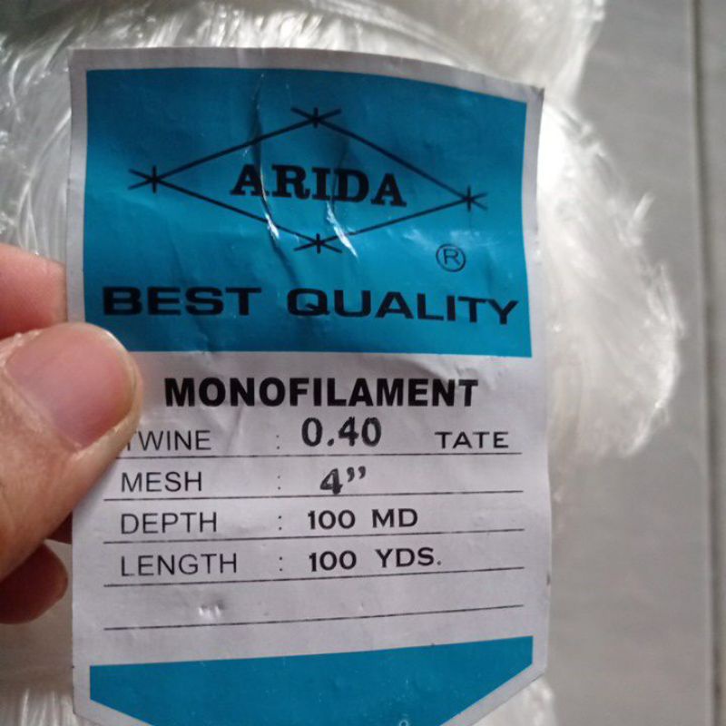 Jaring Ikan Arida 0.40 4 inchi 100md/100yds tate Pukat Arida Jaring Arida Jaring Ikan Senar Jaring I