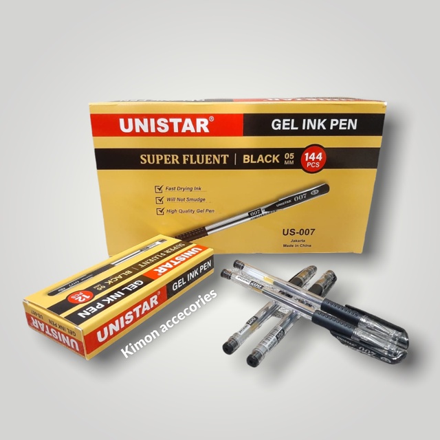 PULPEN TINTA GEL UNISTAR PULPEN 0.5MM PEN WARNA HITAM US802 US007