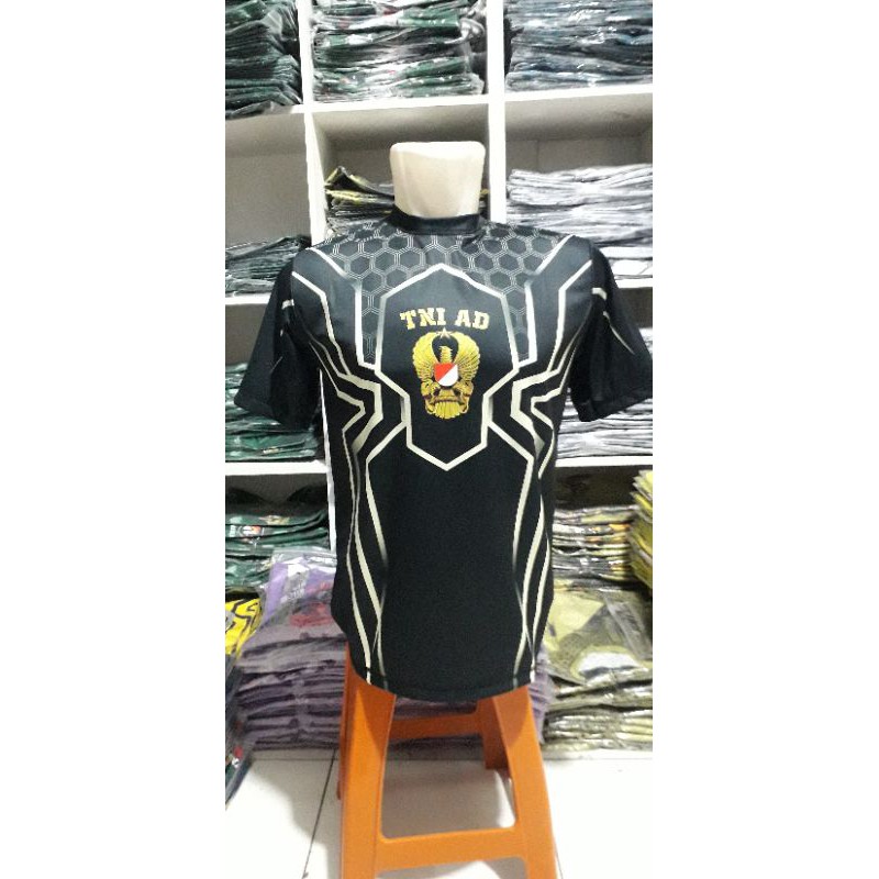 Kaos Sublime Jersey TNI AD SPIDER HITAM Fullprint