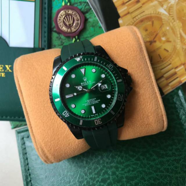 New Jam Tangan Pria Rolex Body Hitam Tali Rubber
