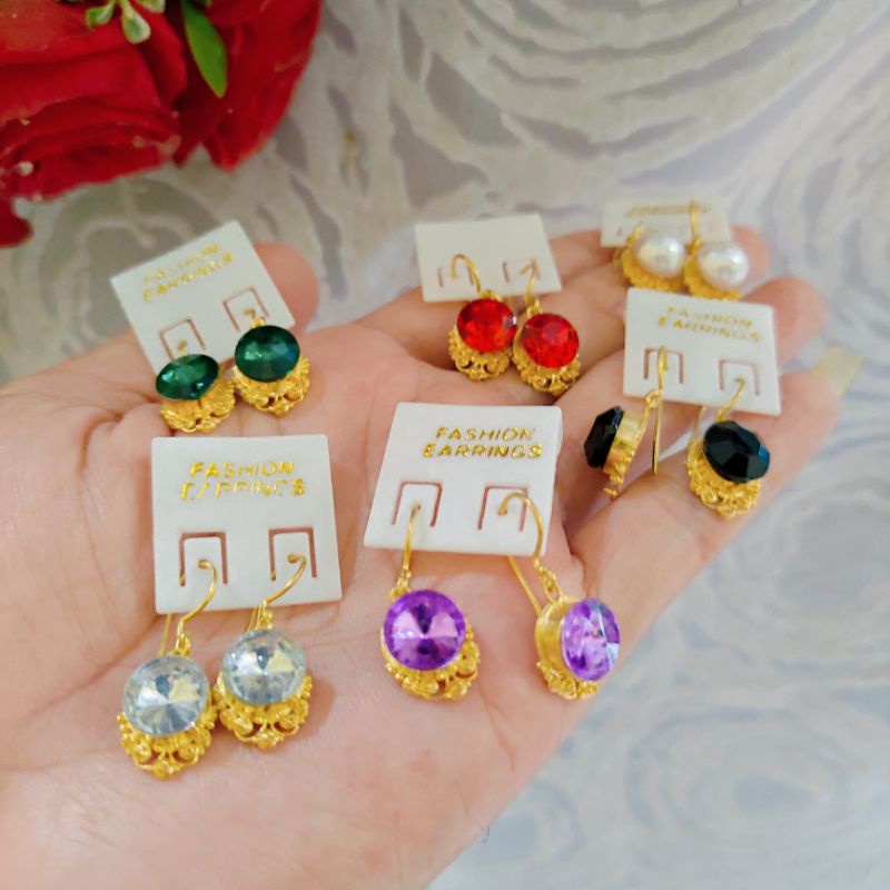 anting ukir Bulat sirkon