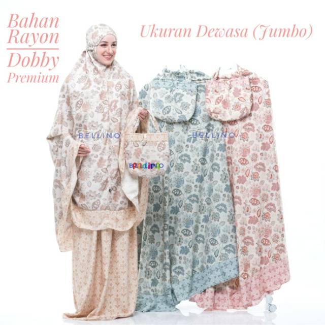 Mukena + Tas Alat Sholat Wanita Ukuran Super Jumbo Remaja Dewasa Motif Kalem Dira 4 Rayon Dobby