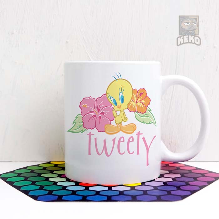 Mug Keramik Tweety Tropical Flowers Coffee