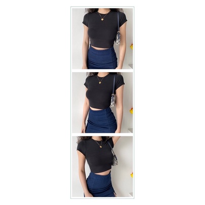 Lm Boutique~ S - XL LMB KAOS CROPTOP WANITA ELEGANCE