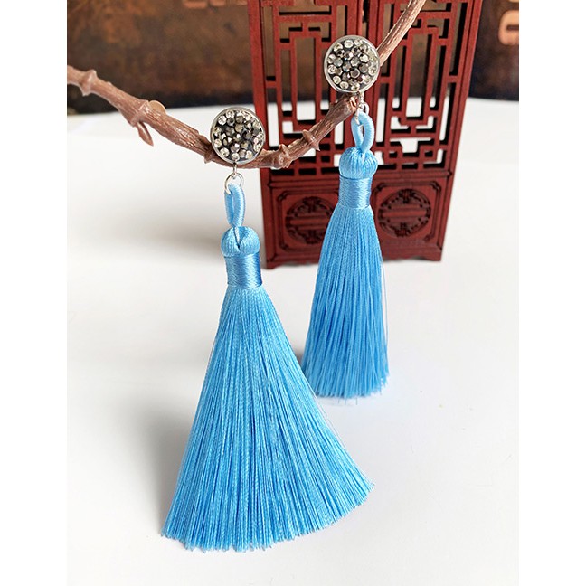 LRC Anting Tusuk Fashion Alloy Studded Tassel Earrings F70350