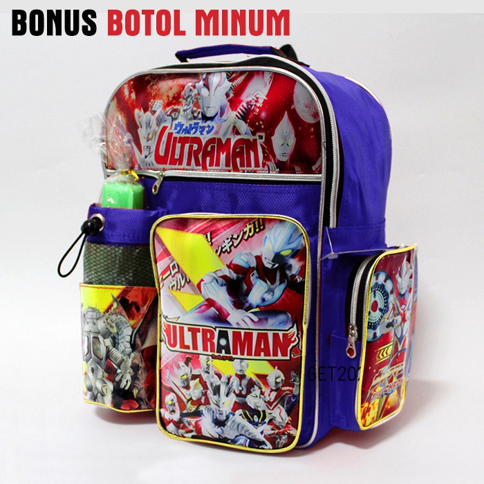 Tas Sekolah Anak Laki Laki SD Ultraman Karakter Ejen Ali Ransel Bonus Botol