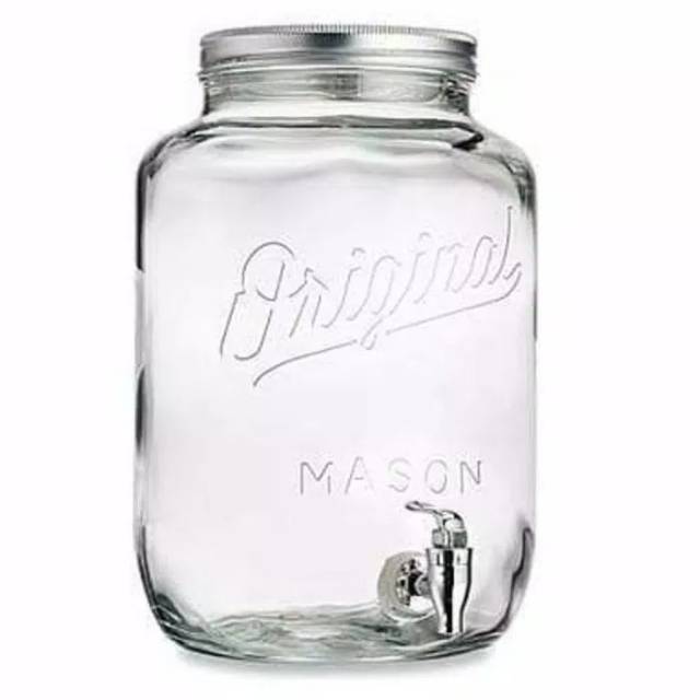 Delicia Original Mason Jar Glass Tank Beverage Dispenser 8.14 Liter